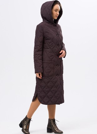 Warm quilted coat in dark chocolate shade 44214 photo