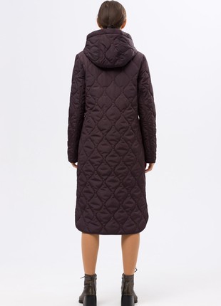Warm quilted coat in dark chocolate shade 44212 photo