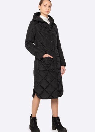 Insulated black quilted coat 44191 photo