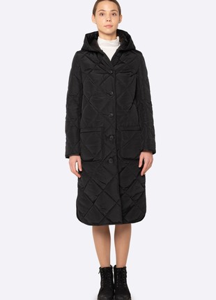 Insulated black quilted coat 44194 photo