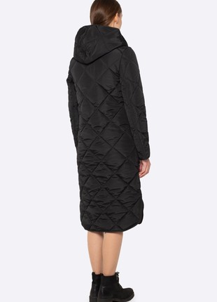 Insulated black quilted coat 44193 photo