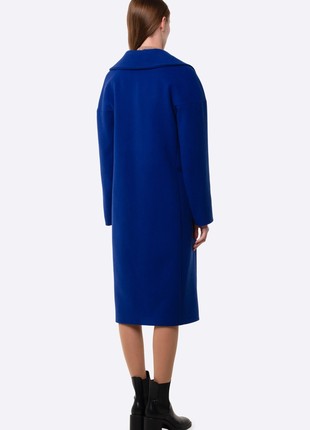 Blue double-breasted wool coat 44154 photo
