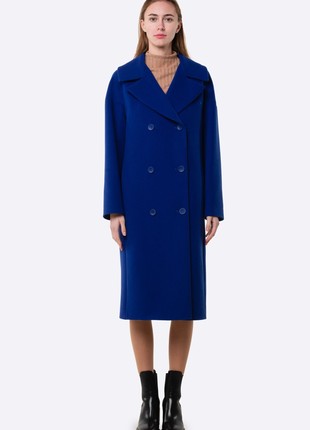 Blue double-breasted wool coat 4415