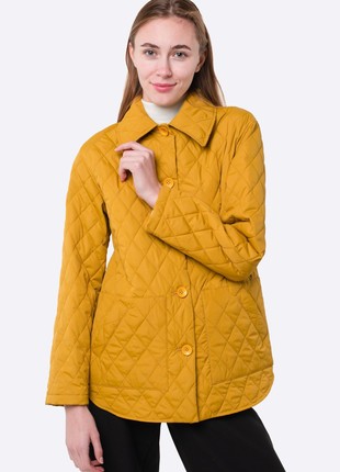 Long quilted jacket in mustard color 4417o