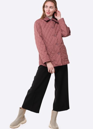 Ash pink long quilted jacket 4417p