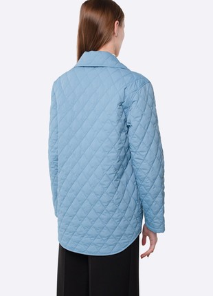 Long quilted jacket of blue color 44175 photo