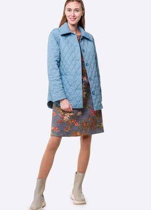 Long quilted jacket of blue color 44173 photo