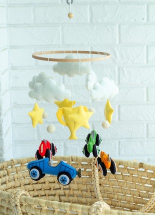 Musical baby mobile with bracket , Baby mobile "Racing cars"5 photo
