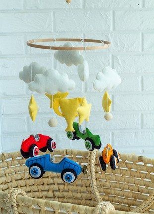 Musical baby mobile with bracket , Baby mobile "Racing cars"9 photo