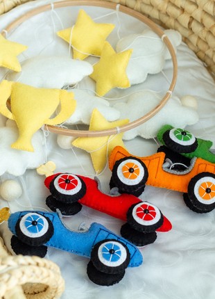 Musical baby mobile with bracket , Baby mobile "Racing cars"8 photo