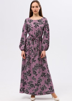 Lilac maxi dress with contrasting floral print 5690
