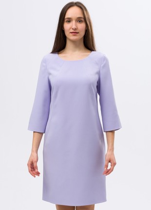 Gentle lilac dress of straight cut with decorative delay 56894 photo