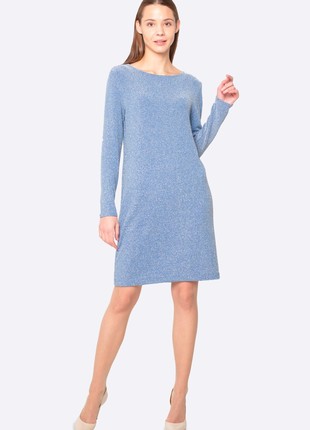 Blue elegant dress made of lurex knitwear 56763 photo