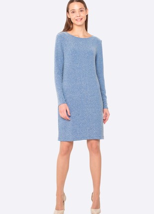 Blue elegant dress made of lurex knitwear 56761 photo