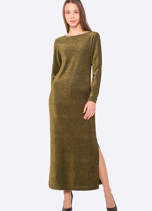 Golden lurex knit maxi dress 5675