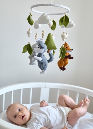 Musical baby mobile with bracket "Woodland"7 photo