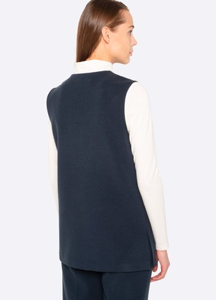 Warm blue vest made of natural wool fabric 33263 photo