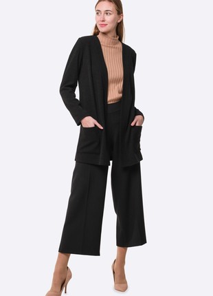 Black elongated cardigan with pockets 33244 photo