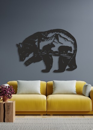 Bear Wood Wall Art, Forest Decor, Mountain Wall Art, Wood Wall Art Home Decor , Livingroom Decor