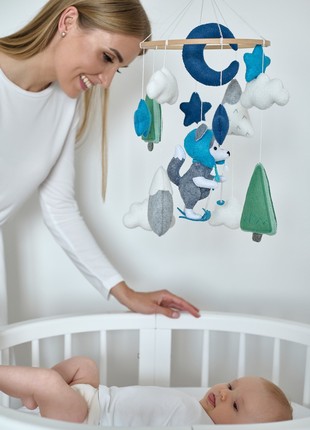 Musical baby mobile with bracket, Baby mobile "Gray wolf"2 photo