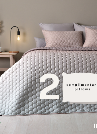 Bedspread set stitched - Ultra-soft fabric with color transition - 220x240 cm, 2 pcs 50x70 cm pillowcase with pillows3 photo