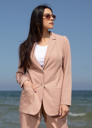 Beige jacket with pockets without lining 33225 photo