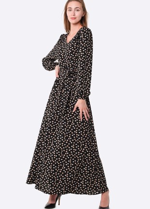 Black maxi dress with abstract print 56611 photo