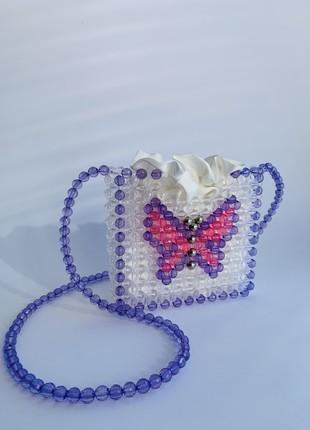 Ita bag crossbody mini tote bag cute tote bag clear bag purple, pink butterfly children's bag 21st birthday gift for her beads