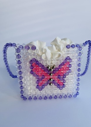 Ita bag crossbody mini tote bag cute tote bag clear bag purple, pink butterfly children's bag 21st birthday gift for her beads9 photo