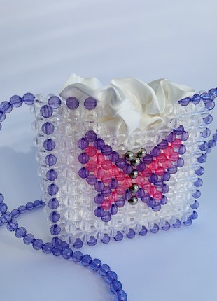 Ita bag crossbody mini tote bag cute tote bag clear bag purple, pink butterfly children's bag 21st birthday gift for her beads7 photo