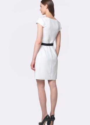 White dress with contrasting collar and belt 56393 photo