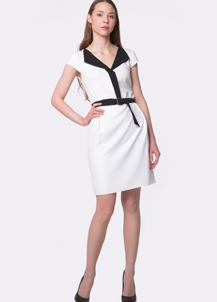 White dress with contrasting collar and belt 56391 photo