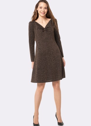 Lurex knit dress in brown and gold color 56262 photo