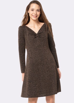 Lurex knit dress in brown and gold color 56264 photo