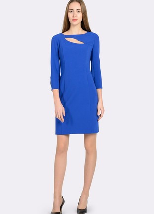 Sheath dress is bright blue with curved cutouts 55661 photo