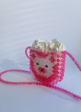 Ita bag crossbody mini tote bag cute tote bag clear bag pink bear children's bag 21st birthday gift for her beads5 photo