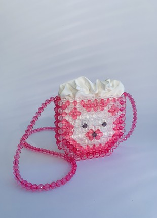 Ita bag crossbody mini tote bag cute tote bag clear bag pink bear children's bag 21st birthday gift for her beads1 photo