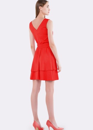Red dress with double-tiered skirt 5587k3 photo