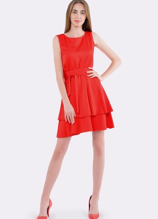 Red dress with double-tiered skirt 5587k