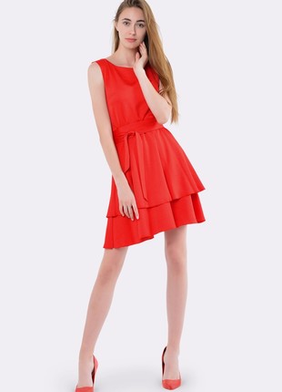 Red dress with double-tiered skirt 5587k2 photo