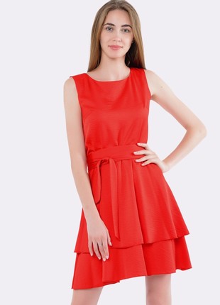 Red dress with double-tiered skirt 5587k5 photo