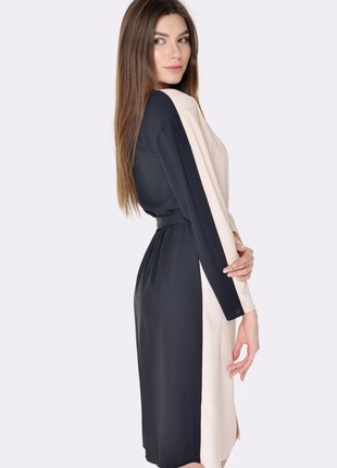Combined dress with belt made of viscose silk 55814 photo