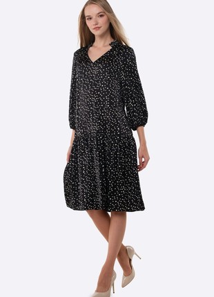 Black loose fit dress with contrasting print 5662