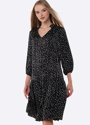 Black loose fit dress with contrasting print 56625 photo