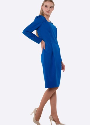 Elegant bright blue dress with long sleeves 56632 photo