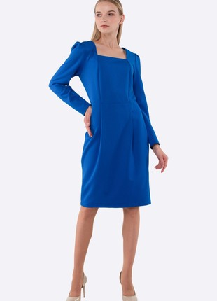 Elegant bright blue dress with long sleeves 5663