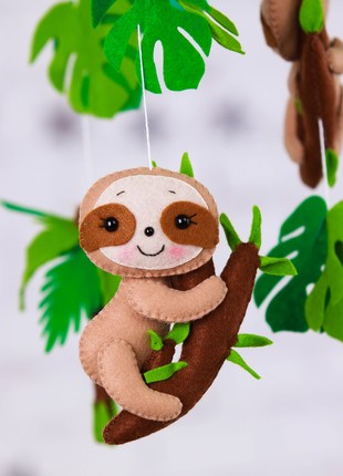 Musical baby mobile with bracket, Baby mobile "Jungle sloths"3 photo