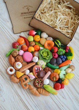 Miniature vegetables, fruits and food Polymer clay miniatures Montessori toys2 photo