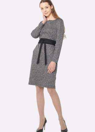 Gray knitted loose fit dress with pockets 56345 photo