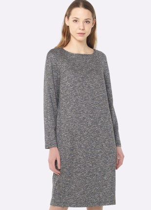 Gray knitted loose fit dress with pockets 56343 photo